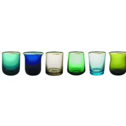 Bicchieri>Bitossi Home Set 6 Tumbler Forme Assortite Nuances Blu/Verde Bordo Oro